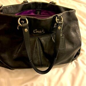COACH Ashley Leather Satchel Carryall in Black